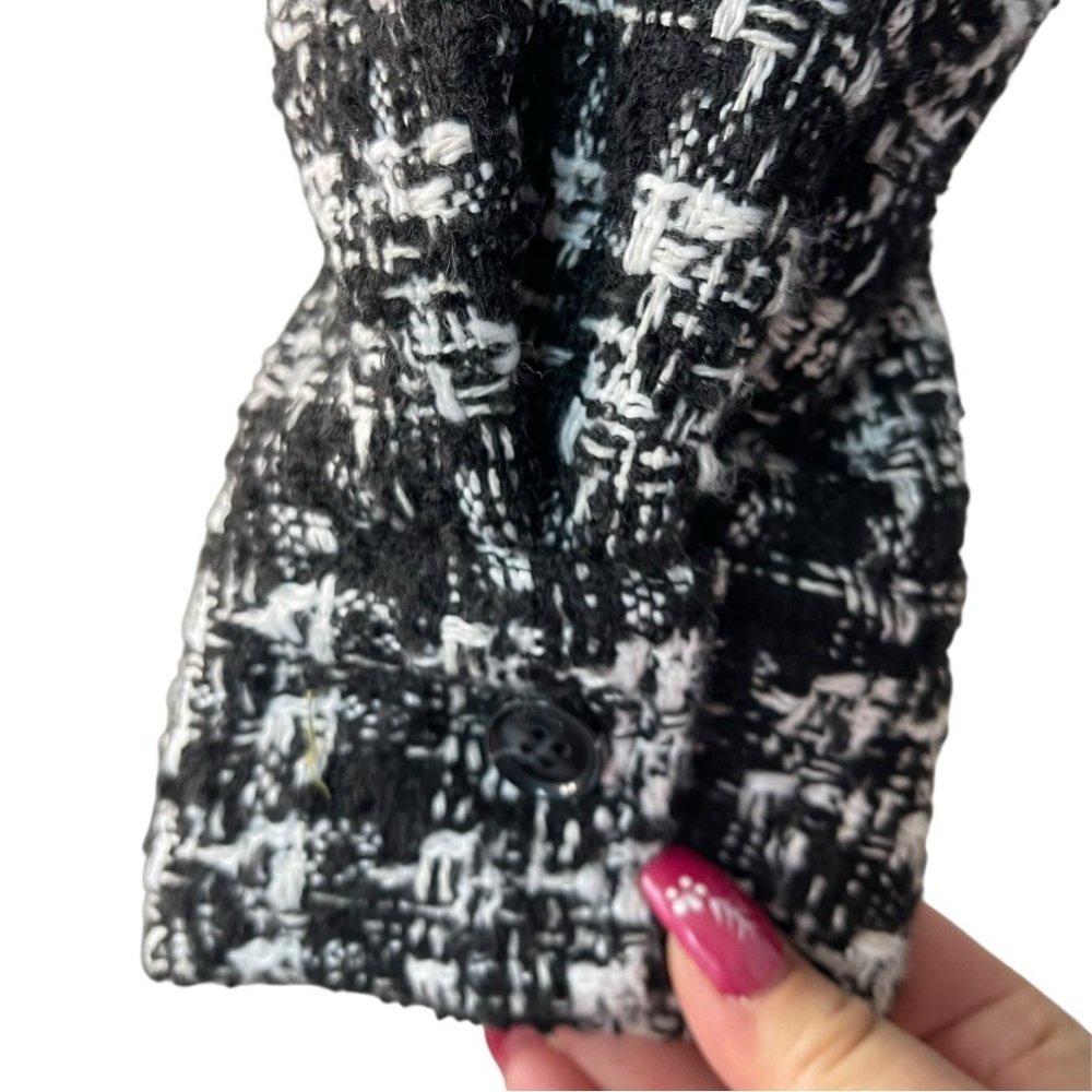 Rachel Zoe Houndstooth Zip-Up Jacket Black White - Picture 3 of 9